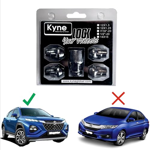 Image of KYNE Wheel Lock Nuts, M12x1.25, 4 Pack, Alloy Steel, Type 1, Chrome Plated, Anti-Theft, Universal Compatibility