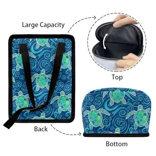 Image of Talayituse Teal Turtle Water Print Car Trash Bin, Large Size Auto Trash Can Adjustable Portable Garbage Can with Lid, Vehicle Hanging Bag for Headrest Front Back Seat