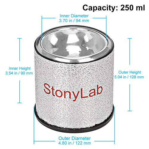 Stonylab Dewar Flask, Hemispherical Borosilicate Glass Dewar Flask With Aluminum Base, 90Mm Interior Depth And 94Mm Interior Diameter For Laboratory - 250Ml #TOP1