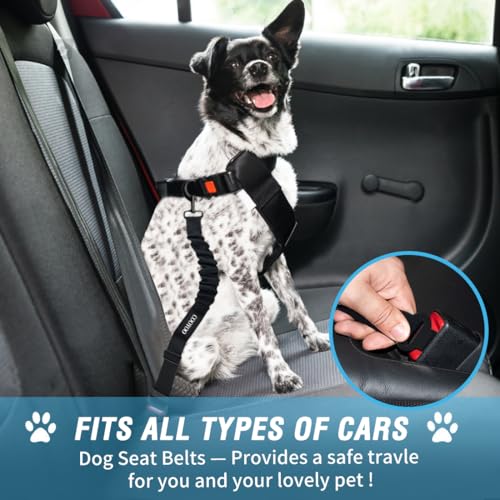Image of COOYOO Dog Seat Belt, Durability Retractable Dog Car Harness Adjustable Dog Seat Belt for Vehicle Nylon Pet Safety Seat Belts Heavy Duty & Elastic