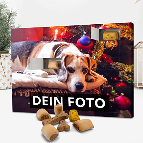 PhotoFancy - Hunde-Adventskalender mit eigenem Foto personalisiert - mit Leckerlis gefüllt - Weihnachtskalender für Hunde