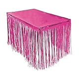 Pink Fringe Table Skirt 9 ft. x 29