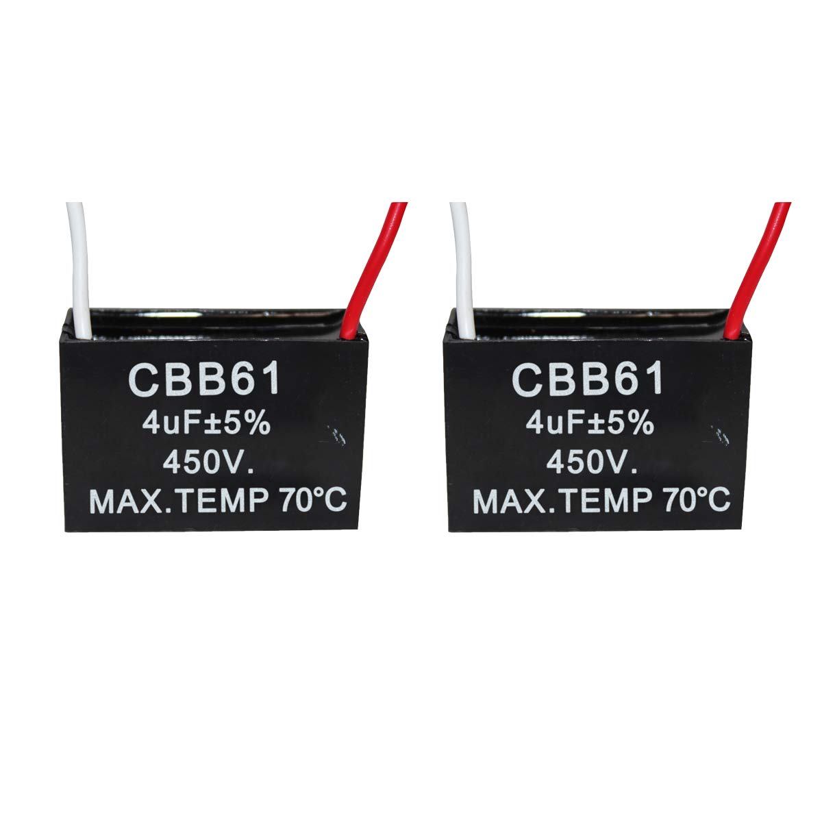 CompStudio 2Pcs 4UF 450V AC CBB61 Ceiling Fan Capacitor 2 Wire 50/60Hz