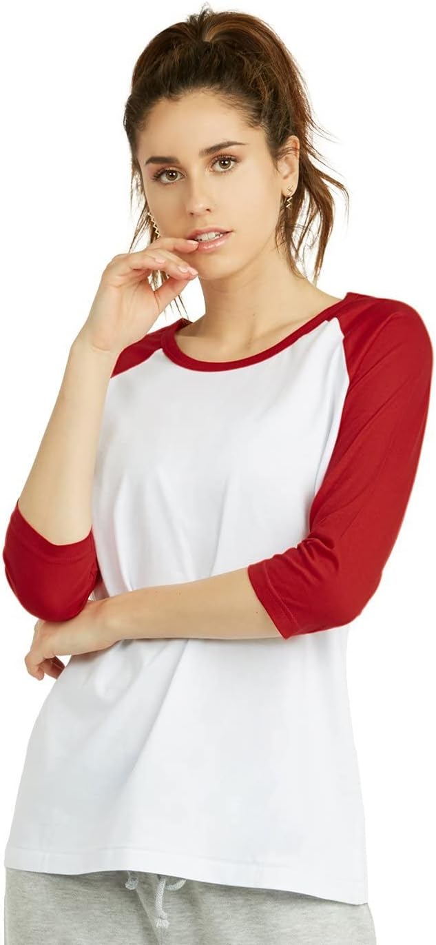 Women's Two Tone Quarter Sleeve Raglan Baseball Tee Shirt