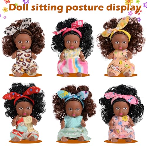 Set de 6 muñecas africanas posables de 4 pulgadas miniatura 4