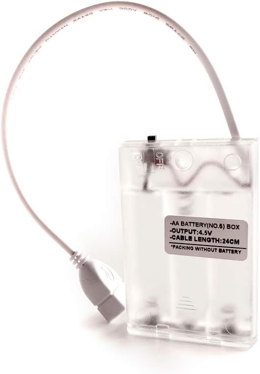 USB Female Socket 3 AA Clear Battery Case Box Holder Output 4.5 Volt On Off Switch For LED Light Strip (20)