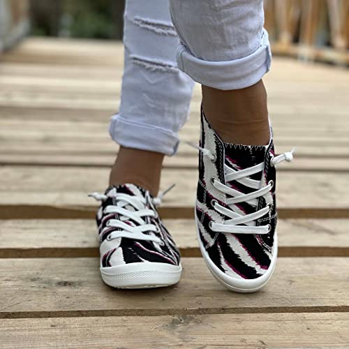 Sinzelimin Womens Canvas Shoes Fashion Plaid Outdoor Non-Slip Platform Walking Shoe Soft Lightweight Denim Loafer Sneaker #TOP4