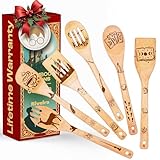 Picture of Riveira Magic Wizard Gifts Organic Wooden Spoons For Cooking Utensils Set 6-piece - Christmas Gifts For Women Kitchen Utensils Spatulas For Nonstick Cookware Gifts For Cooking Lovers
