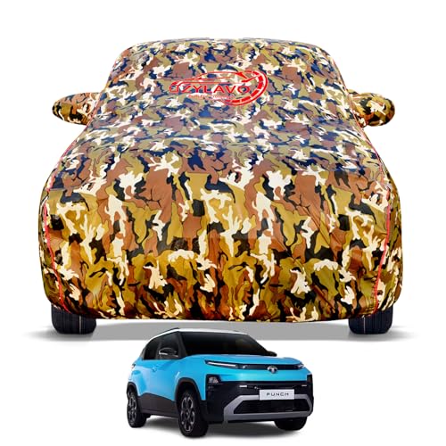 Image of Premium Car Cover for Tata Punch Facelift 2026 |Waterproof, UV & Dustproof Protection full body cover | Soft Inner Lining, Mirror & Antenna Pocket |Triple Stitched, Belt & Buckle | Jungle Print