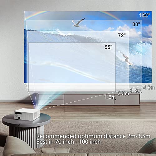 Image of AUN MovieTime 1440p QHD Native Resolution Projector for Home 4K 60fps, 1st Android 12, 10000Lumen (800 ANSI) 5G WiFi BT, Inbuilt Net - Flix PrimeVideo Hotstar 10W Speaker HDMI USB 300 inch Max Display