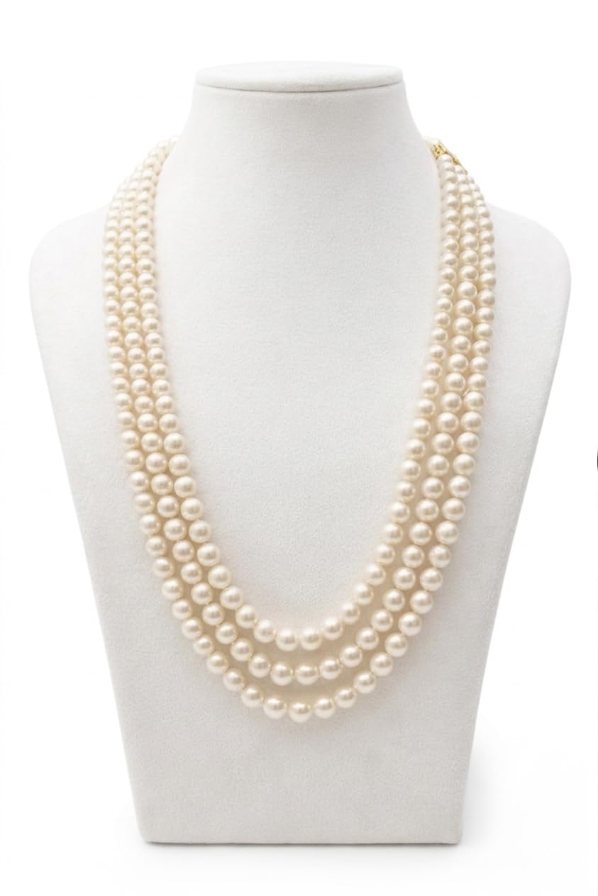 Elegant 2 Layer Imitation Pearl Necklace for Women | Classic White Pearl Jewelry for Party & Wedding-image-15