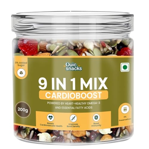 Image of QuicSnacks 9-in-1 Cardioboost Seed Mix 200g | Omega-3 Rich Trail Mix | Crunchy & Flavorful Snack | Healthy Nuts & Dry Fruits for Heart Health & Circulation