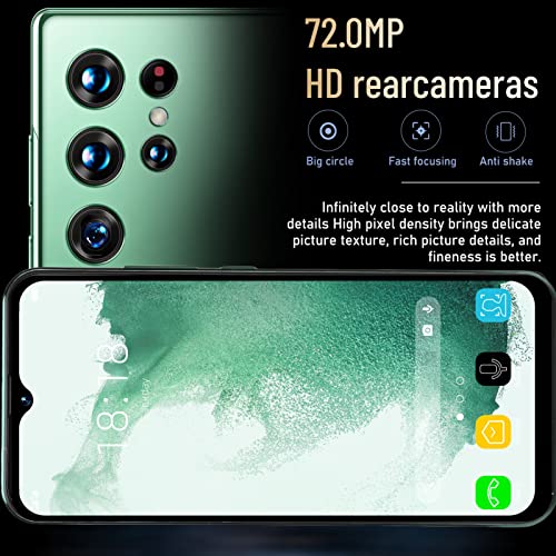 Yunseity Smartphone, 6.4In Hd Screen 3G Net Face Unlock Smartphone, Ten Core Cpu 4Gb Ram 32Gb Rom Dual Sim Dual Standby 72 Megapixel Autofocus Touch Screen Phone For Android12(Green) #TOP4