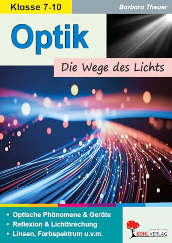 Optik – Die Wege des Lichts Klasse 7-10 | Reflexion, Brechung, Linsen, Spiegel, Auge, Fernrohr, Mikroskop | Farbspektrum, Regenbogen | Konstruktionen & Berechnungen | 76 Seiten mit Lösungen