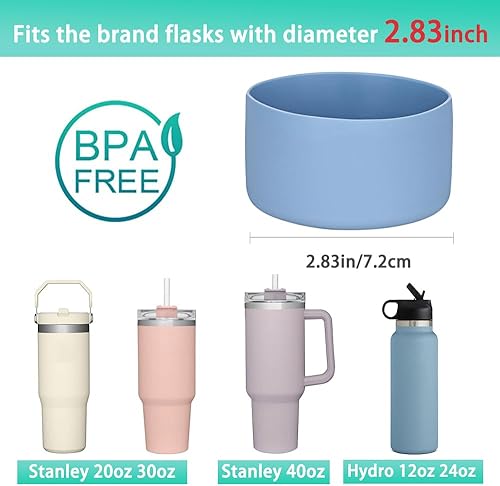 Vista 112 de WK IEASON 2 Pcs Tumbler Bottom Protector Boot for Stanley Quencher Adventure 40oz & Stanley IceFlow 20oz 30oz, Stealth Landing-2.83inch Bottom