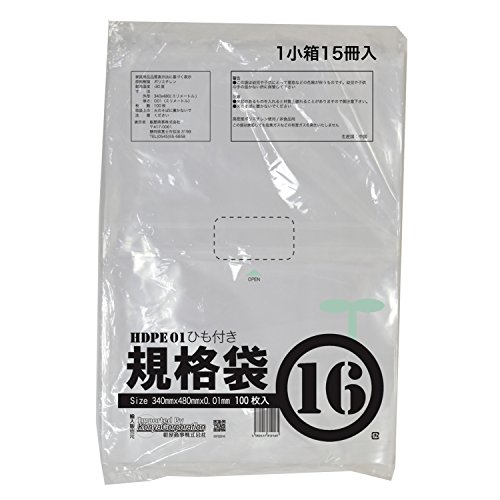 紺屋商事 ひも付ポリ袋01半透明16号 1500枚入RAP00723316