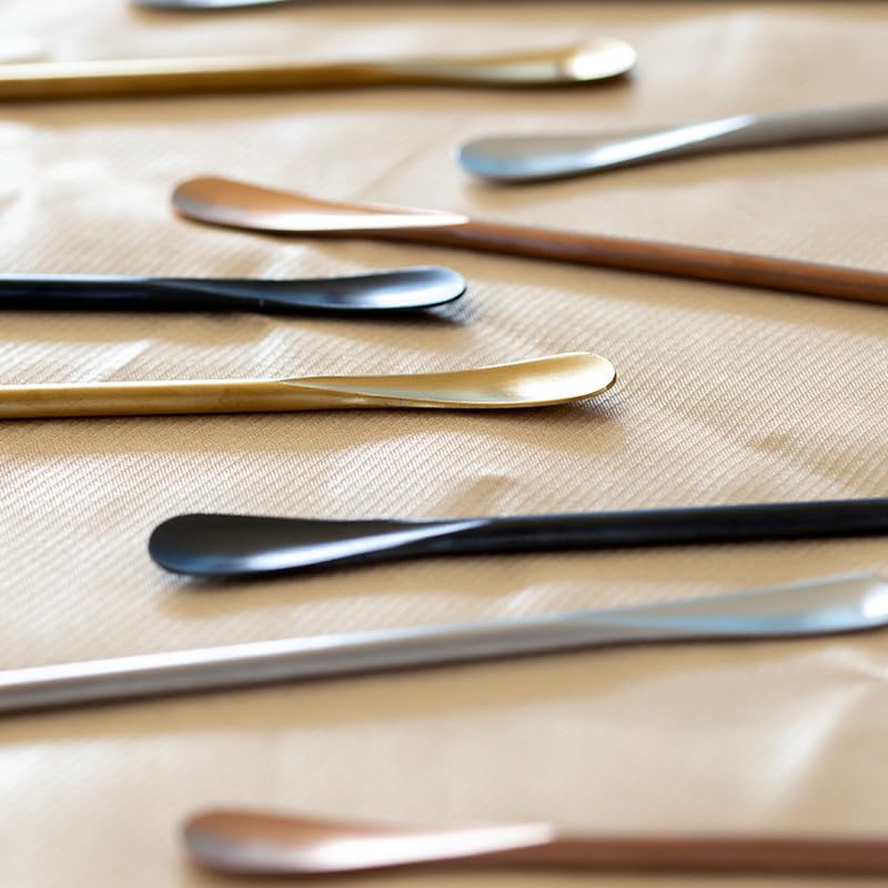 ONUIFIKE Silverware Set, 1/4/6/8/10/12 Pcs 304 Stainless Steel Thick Long Handle Coffee Stirring Spoon Small Spoon Dessert Ice Spoon Cocktail Spoon, Home Cutlery Flatware Set(Gold,4 Pieces)