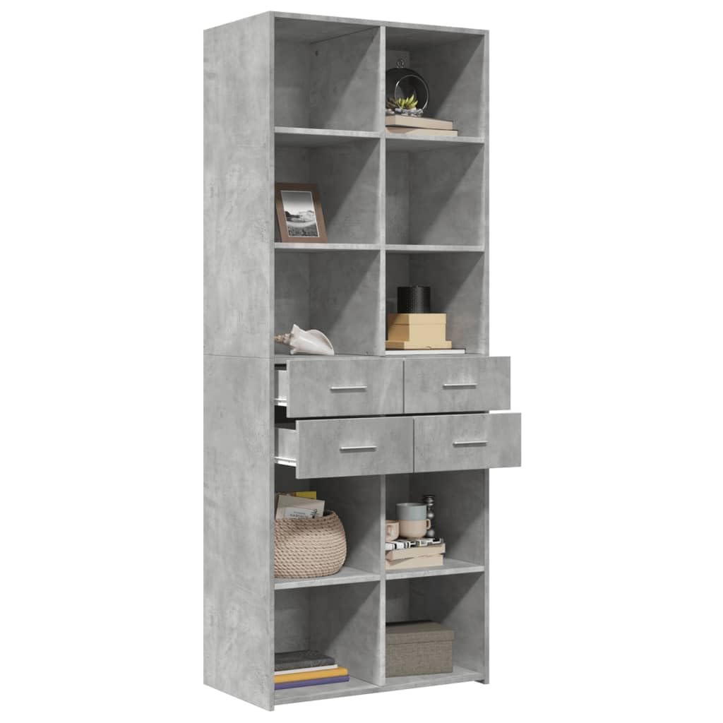 Besenschrank, platzsparend, Mehrzweckschrank, schmal, aus Spanplatte, Grau, Zement, 70 x 42,5 x 185 cm