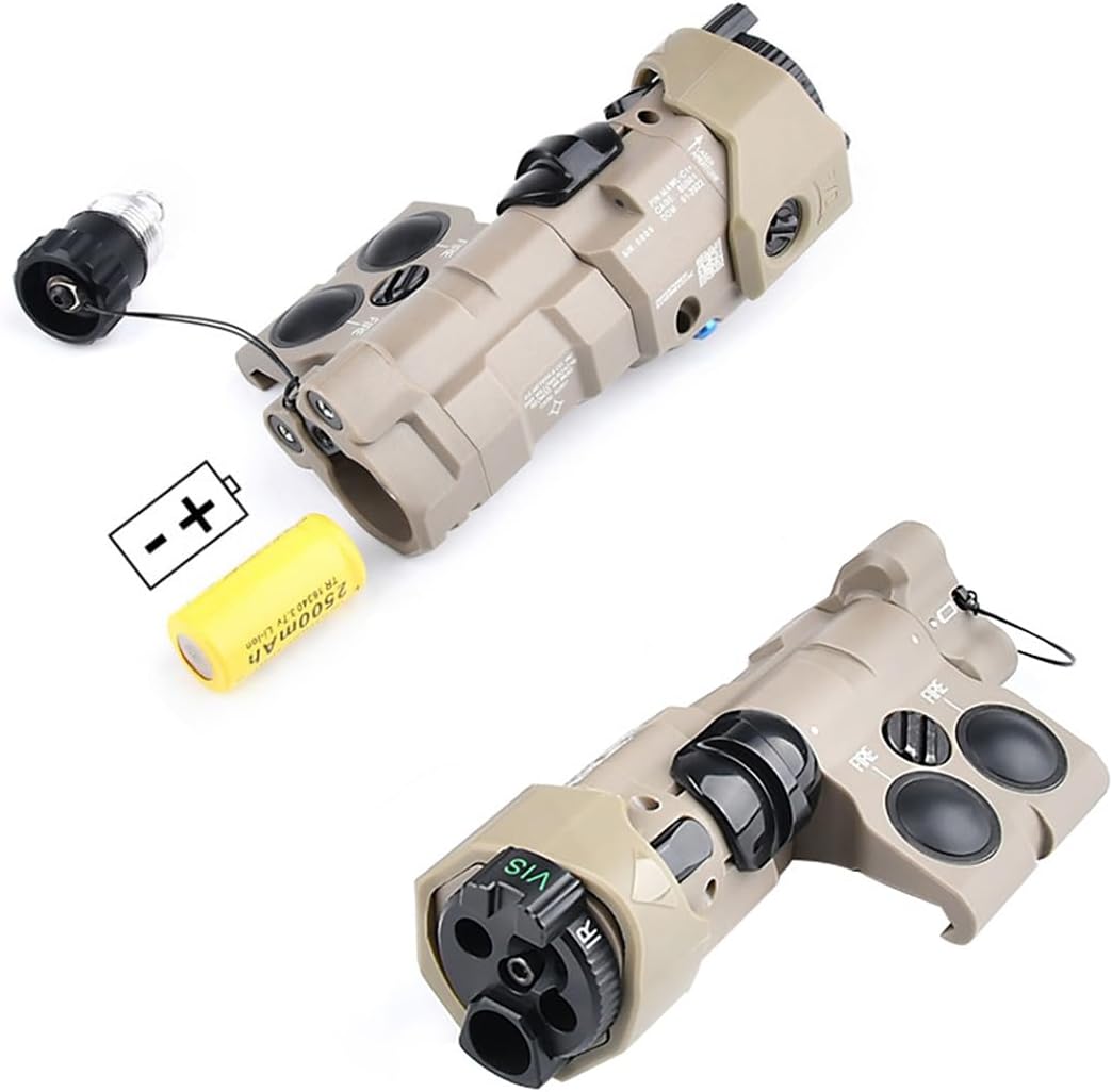MWL Green Dot Plastic Indicator Laser IR Indicator Sight with M600C Flashlight & Dual Control Remote Pressure Button Switch Combo，600 Lumen White LED Scout Torch Light，Fits for Standard 20mm Rail，Tan
