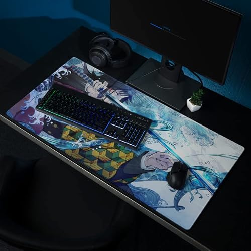 Estroic Demon Slayer Custom Mouse Pad Non Slip Rubber Base, Water Resistant Mat For Home Office Computer Gaming Mousepad, Large Size 31"X12". #TOP5