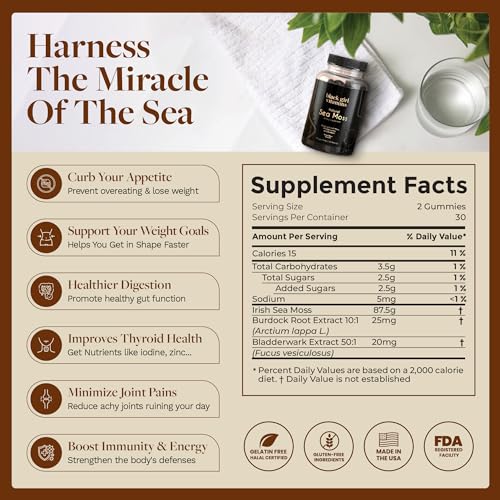 Black Girl Vitamins - Irish Sea Moss Gummies - SeaMoss + Bladderwrack & Burdock - 92 Minerals for Thyroid, Metabolism, and Immunity - Vegan, Gluten-Free, Halal (Mixed Berry, 30 Day Supply) - Image 6