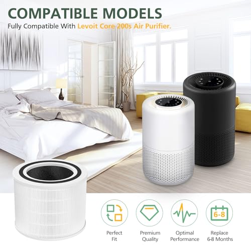Image of Core 200S Replacement Filter Compatible with LEVOIT Core 200S and Core 200S-P Smart Air Purifier, 3-in-1 Filter, Core 200S-RF Air Purifier Filters, 2 Pack