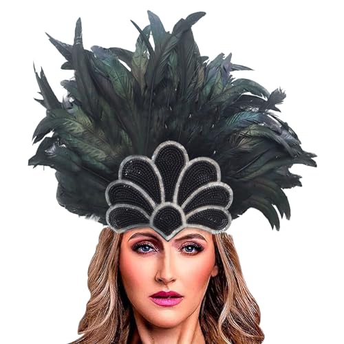 Gorro de plumas accesorio de alta gama con diadema ornamental negra para boda