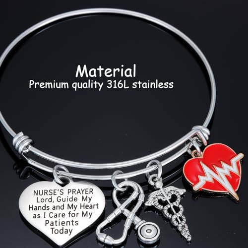 Kivosliviz Nurse Prayer Gifts Bracelet for Women Female Nursing Charm Christmas Bangle for Nurses Nurse Prayer Bracelet2
