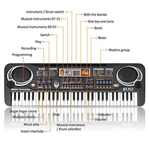 m zimoon Piano Toetsenbord voor Kinderen, 61 Toetsen Kindertoetsenbord met Microfoon Draagbaar Educatief Muziekspeelgoed… - Image 3