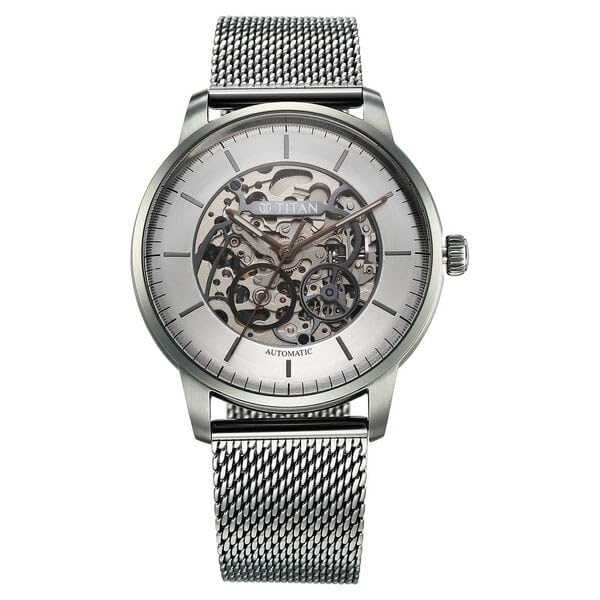 Image of Titan Automatic Color Upgrade Silver Dial Grey Leather Strap Watch for Men 90110QM02