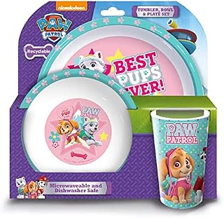 Paw Patrol Girls Tumbler, Bowl and Plate Set, 3 piece, Pink