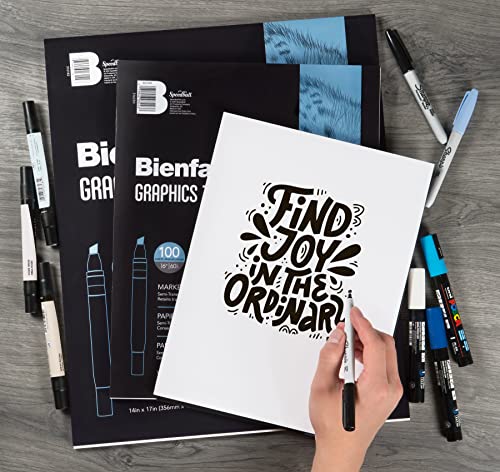 Bienfang Graphics 360 Marker Paper Pad, Non-Bleeding, Semi-Transparent, Artist Drawing Sketchbook, For Layouts 11X14 Inch, 50 Sheets #TOP2