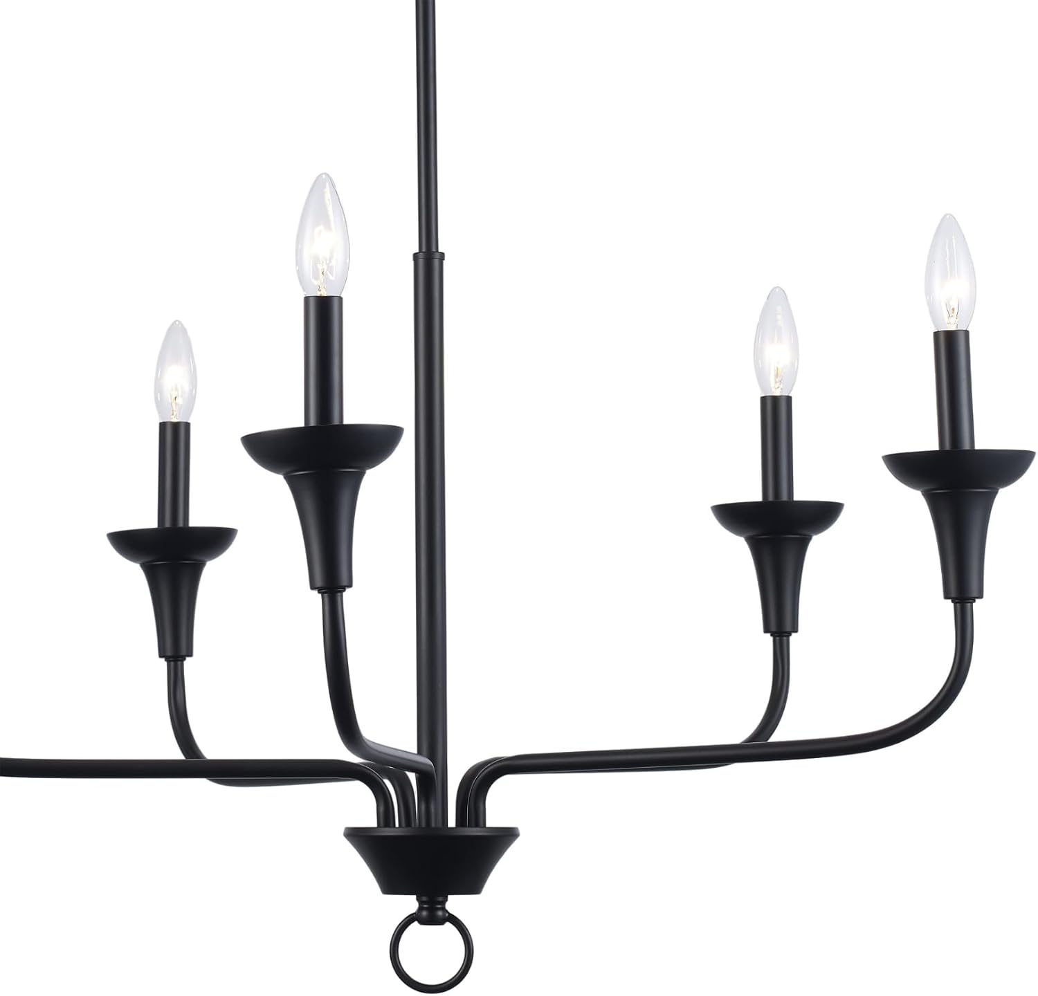 Asher Hamilton Fairmont Chandelier AHC-100BK | 31 Inch Black Modern Open Frame Ceiling Light | 5 Light E12 Candelabra Base | Indoor Hardwired Fixture for Dining Room Living Room Entryway