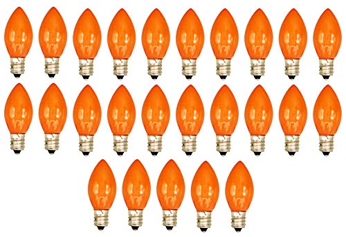 Creative-Hobbies-Box-of-25-Light-Bulbs-Ceramic-Opaque-Orange-Steady-Burning-7-Watt-Incandescent-C7-Candelabra-Base-Great-for-Christmas-Strings-and-Halloween Creative Hobbies Box of 25 Light Bulbs Ceramic Opaque Orange Steady Burning 7 Watt Incandescent C7 Candelabra Base Great for Christmas Strings and Halloween