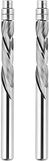 SpeTool 2PCS Compression Cut Spiral Flush Trim Router bit 1/4 Inch Shank 1-1/8 Inch Cutting Length Extra Long 3 Inch OVL,UP Down Compression Bit for Wood Trimming