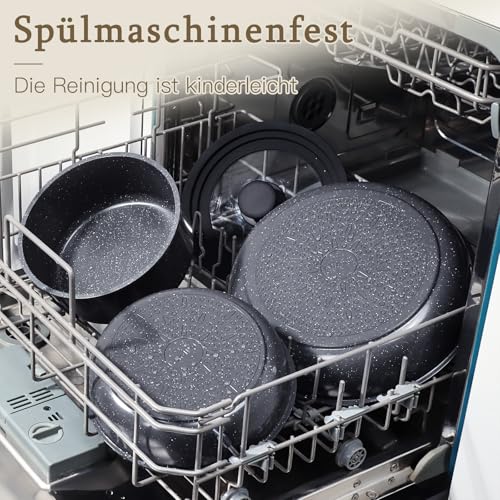 GiPP Pfannenset Topfset mit Abnehmbarer Griff, 15Plus-Teilig Kochtopf Induktion mit Keramik Antihaft Beschichtet, Stapelbar Topfsets Set, Mobiles Kochgeschirr für Alle Herdarten Ofenfest – Bild 6