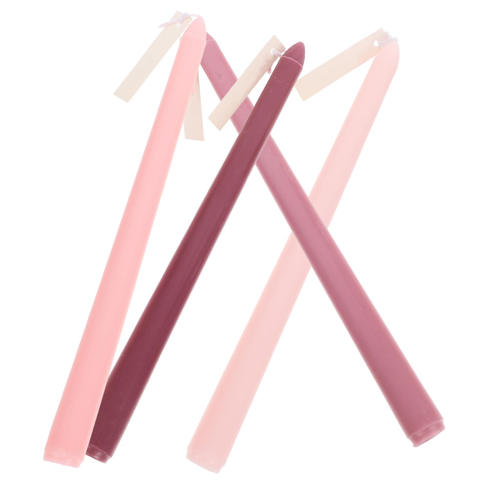 IMIKEYA Candele Profumate a Palo lungo Sfumate Rosa, senza Fumo Ecocompatibili, per Decorazione Romantica e Cena, Set da 4 Pezzi