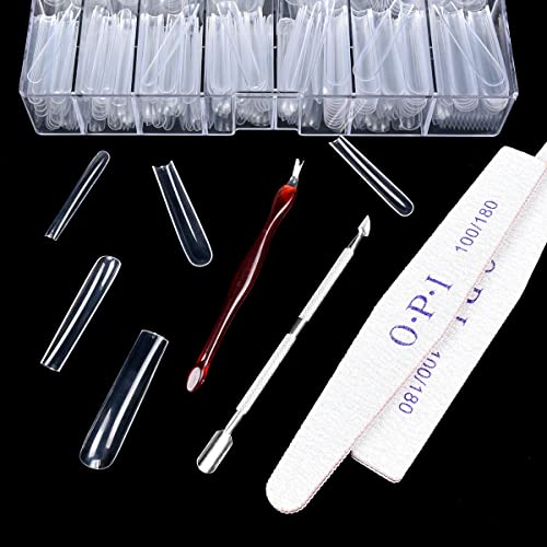 360Pcs No C Coffin Nail Tips, 12 Sizes Clear Acrylic Poly Nail Extra Long Straight Tapered Square Extension Tips Full Cover Extension Transparent Long Curve Nail Tips For Salons And Diy Nail Art With Box #TOP1