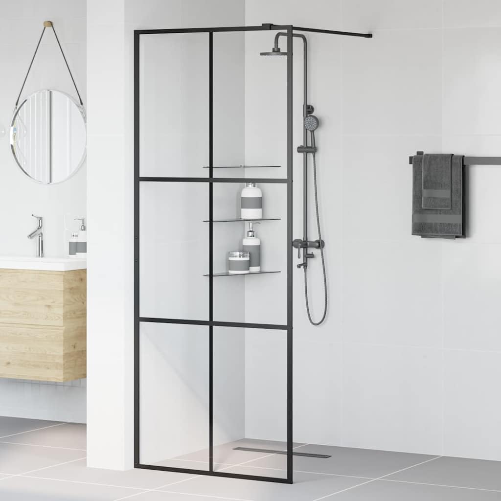 Ścianka prysznicowa Walk-In 80 x 195 cm ESG szkło czarne