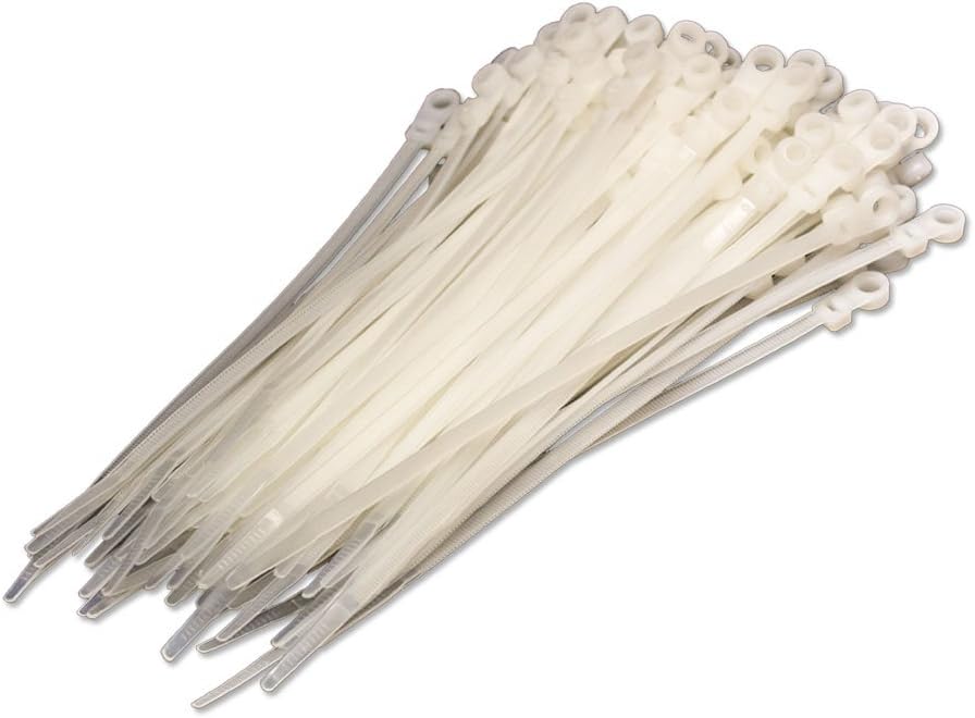 NavePoint 8 Inch Mount Head Screw Cable Wire Zip Tie 50 lbs Natural White 1000 Pack Lot Pcs