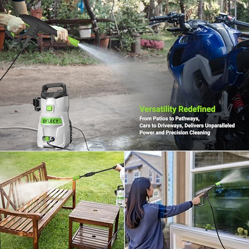 Image of DYLECT Ultra Flow Star High Pressure Car Washer Pump, 1800 Watts Motor, 120 Bars Pressure, 6.5L /Min Flow Rate, 5m Outlet Hose,Upright Design for Bike,Home Cleaning Purpose with 11 Accessories