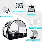 Bird Travel Carrier with Standing Perch,Lightweight Breathable Parrot Cage, Small Pet Carrier Bag with Shoulder Strap,Bird Rat Guinea Pig Squirrel Carrier (Black) - Image 2