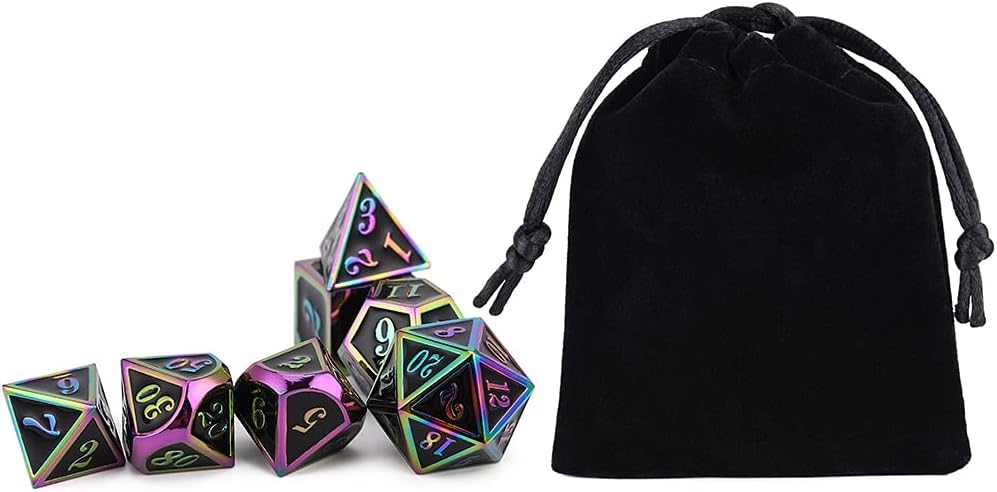 zx 金属ダイスセットDNDロールのためのベルベットのポーチを持つ固体