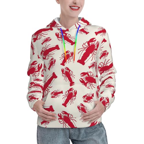 Sweat à capuche homard rouge pull ajusté femme vêtement polyvalent quotidien