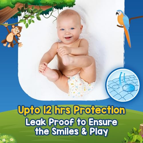Image of Baby Diapers Pant Style | Size - S - 76 (Pack of 2) | Odorless and Antibacterial Layer with Urine Indicator (152 Pieces)