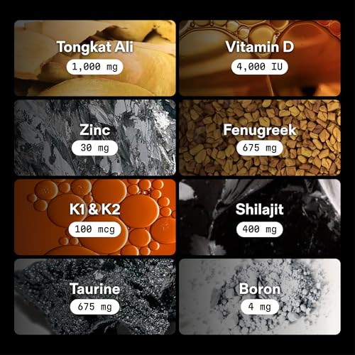 Image of Testosterone Booster for Men - Natural Supplement Premium Tongkat Ali, Fenugreek, Shilajit & Boron - Male Support - Libido, Energy & Muscle Growth Support - 30 Servings