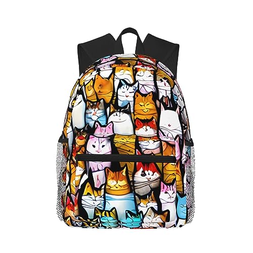 Sac à dos léger pour l'université avec de nombreux chats de dessin animé