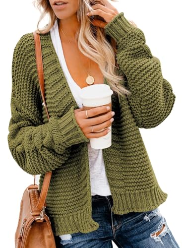 Image of Dokotoo Womens Open Front Long Sleeve Chunky Knit Cardigan Sweaters Loose Outwear Coat