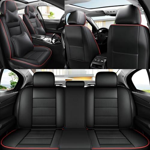 専用シートカバー トヨタノア ヴォクシー 70系 80系 90系 / トヨタ アルファード ヴェルに適用 レザー 軽自動車 シートカバー全席セット 運転席 助手席 後部座席 防水 汚れ防止 滑り止め アクセサリー 取付簡単(黒赤ワイヤー,B)