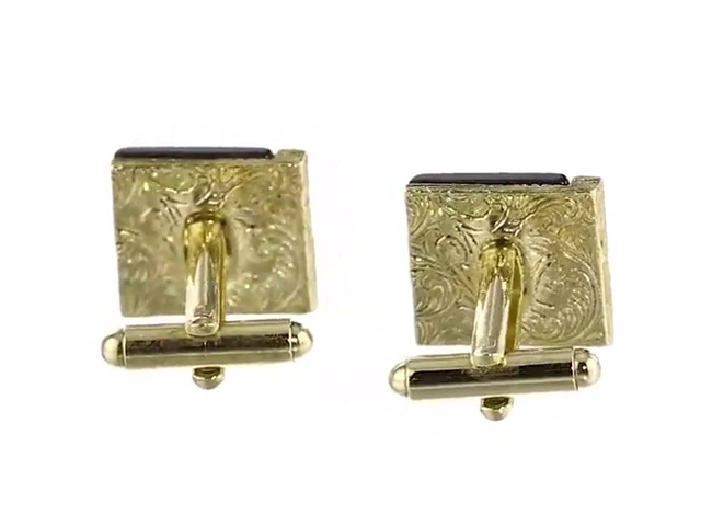 Manoplas cuadradas estilo Art Deco con ónix negro para hombre miniatura 7